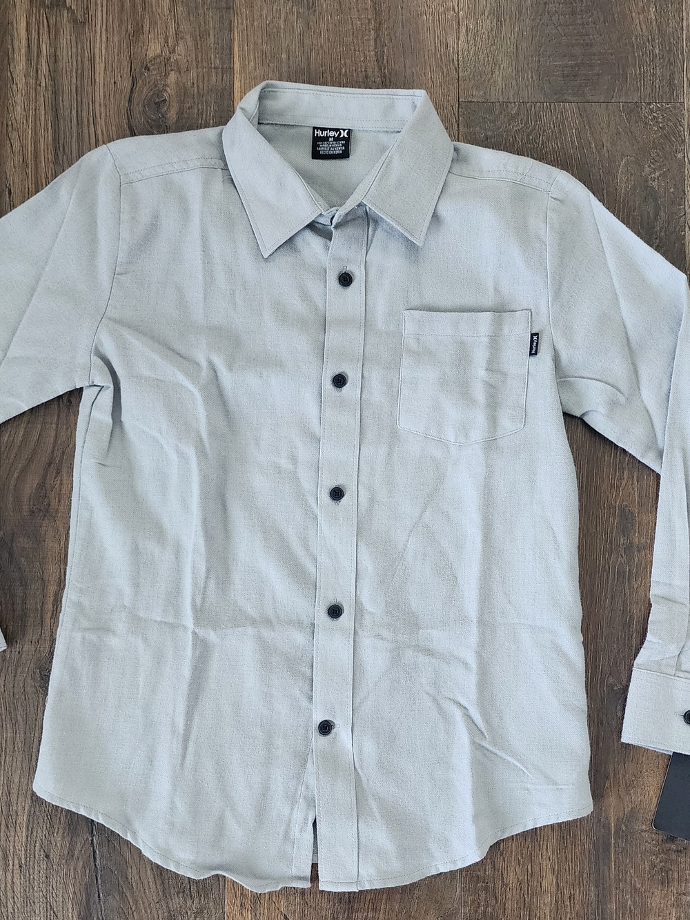 Hurley Light Gray Long-Sleeve Button-Down Shirt - Kids